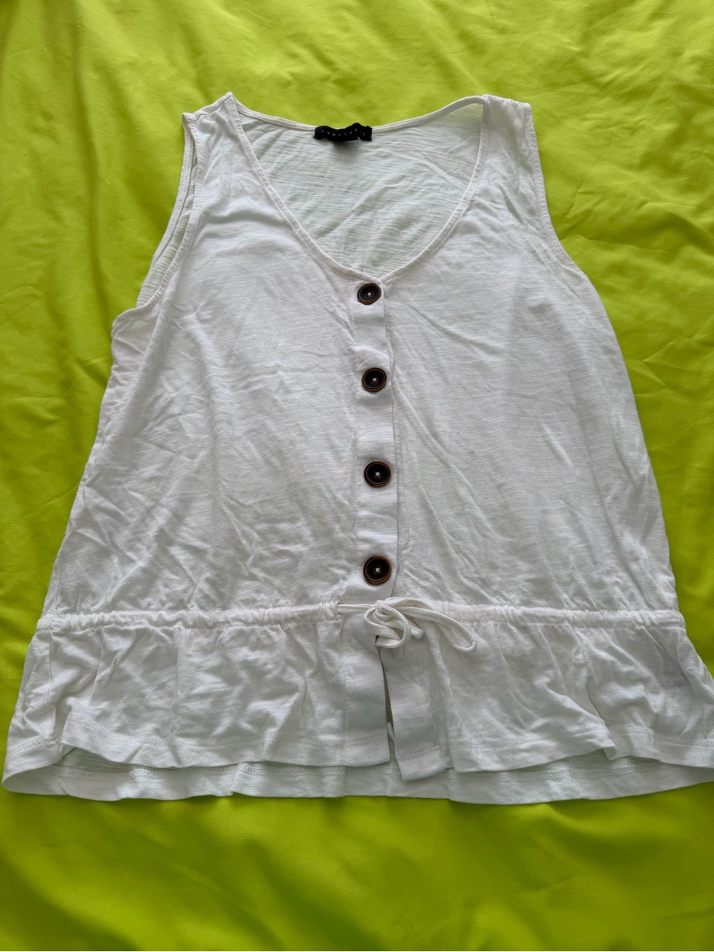 Sanctuary White Button-Front V-Neck Tank with Drawstring